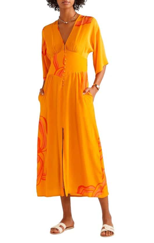 vestito arancione lungo