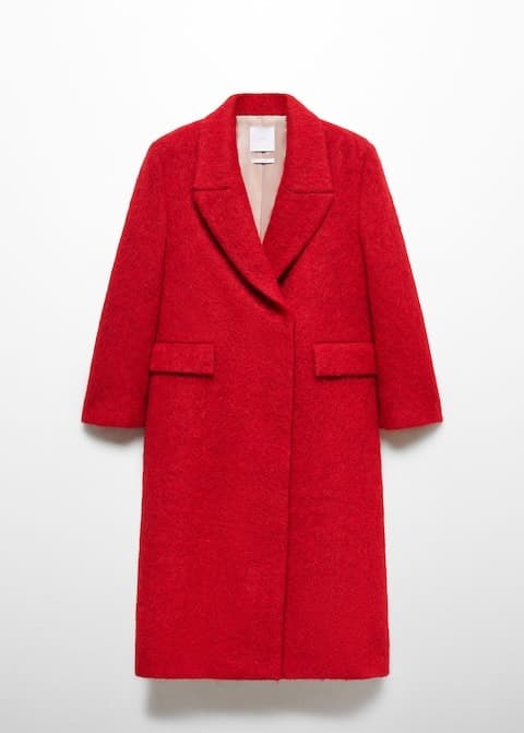 cappotto rosso lungo misto lana con revers Mango